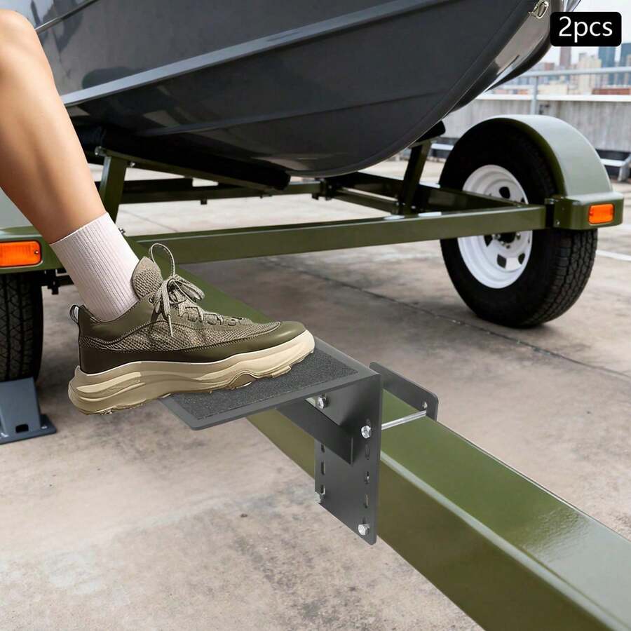 2PCS Frame Mounted Trailer Step Boat Trailer Step Yacht Trailer Step - Black - View 1