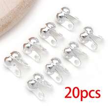 20pcs 18K Silvery Plated Crimp Beads Wire Guardians Clamshell Bead Tips Knot Covers End Caps For DIY Bracelet Necklace Jewelry Making Findings - Silver - View 25