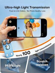 1-Pack [2026 New] 9H Tempered Glass Camera Lens Protector Compatible With Iphone 18 Pro Max/18 Pro, Dark Blue Matte Metal Armor, All-In-One Full Camera Module Cover, AR Anti-Glare, HD Clear, Anti-Scratch, Anti-Fingerprint, Shatterproof, Bubble Free, Easy Install, Case Friendly, Birthday Gift For Friends & Family - Baby Blue - View 4