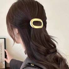1pc Simple Retro Half-Updo Solid Color Geometric Alloy Spring Clip - Multicolor - View 1