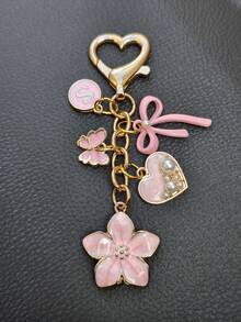 1pc 26 Letter Enamel Floral Keychain Pendant, Creative Key Ring Decorative Accessory, Car Key Chain, Bag Charm, Suitable For Friends, Family, Valentine's Day Gift, Birthday Gift, Holiday Gift, Party Favor - Multicolor - View 25