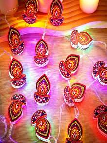 1 String Candle Lights, LED Hollow Metal Oil Lamps, Battery Powered String Lights, Suitable For Diwali Decoration, Party Decoration, Wedding Decoration, Home Decoration, Bedroom Decoration And Holiday Decoration - Candle String Lights - View 9