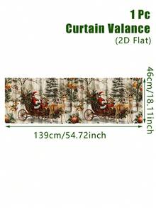 1Pc Christmas Curtain Valance With Santa Claus Sled Elk Pattern, 139*46cm Polyester Hanging Window Decoration, Rod Pocket Short Curtain, Merry Christmas Decoration, Xmas Decor, Christmas Decor, Holiday Party Decoration, Winter Home Decor, Bedroom Kitchen Living Room Window Decoration, Christmas Hanging Decor, Indoor Outdoor Decoration - Multicolor - View 10