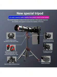 APEXEL 36X High Power Monocular Telescope, 4K HD Phone Lens With Tripod, BAK4 Prism FMC Lens, Waterproof Monocular For Bird Watching Hunting Camping Hiking Travel - A - View 5