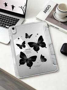 1pc Butterfly Letter Tablet Case Compatible With IPad Mini6/7/Air/Air2/9.7/10.2/10.5/10.9 (Air4-Air8)/Pro 11/10th Gen/A16/Pro 11 2024 Models, Double-Sided Painted Pattern Tablet Case With Transparent Acrylic Back Shell, Silk Texture 8-Fold Stand, Auto Sleep/Wake, Built-In Pencil Slot, Pencil Not Included, Some Models With Camera Frame - Multicolor - View 4