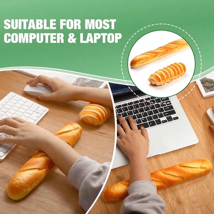 2pcs Cute Bread Shaped Wrist Rest Set, Soft Cushioning Keyboard Mouse Support, Ergonomic Wrist Pad, Suitable For Office, Gaming And Daily Use - One Size Fits All - View 1