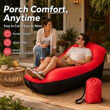 Outdoor Inflatable Sofa Chair (With Storage Bag), Portable Inflatable Sofa, Outdoor Inflatable Mattress, Inflatable Beach Lounge Chair, Enhanced Headrest Design, Suitable For Camping, Beach Trips And Hiking, Easy To Set Up - Multicolor - View 2