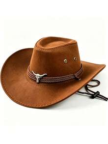 1pc Unisex Western Cowboy Hat, Sun Protection Jazz Hat, Suitable For All Seasons, Outdoor Activities, Horse Riding, Gatherings And Photography. Foldable And Easy To Carry. - Silver Bull Three-rope Cowboy Hat - View 5