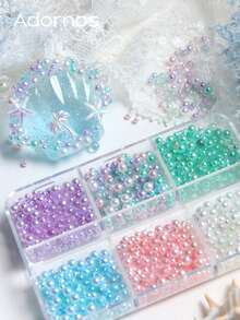 6-Grade Encantos de Arte de Unhas Estrela & Lua Rosa & Azul, Decorações de Unhas com Strass Aurora Lua & Estrela de Costas Planas, Suprimentos de Arte de Unhas DIY - Multicolorido - Visão 11