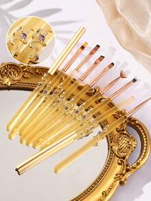1Pc Detachable Snake Decor Nail Art Brush, Yellow Translucent Acrylic Handle Nail Liner Pen For UV Gel Drawing Painting Carving - Yellow - View 7
