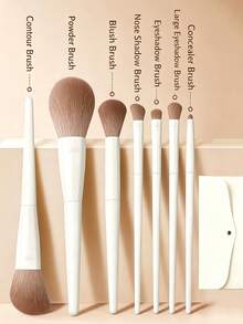 5/7/10/12pcs Makeup Brush Set Eyeshadow Brush Blade Brush Sickle Eyeliner Brush Powder Brush Makeup Tools Suitable For Beginners And Makeup Enthusiasts - Beige - View 12