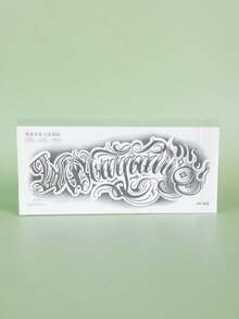 1Pc Man Tattoo Fake Goth Temporary Tattoos Gothic Letter Semi Permanent Waterproof Sweatproof Last For 1-2 Weeks Realistic Herbal Juice Anti-Friction Non-Reflective Black For Woman And Men Tattoo Stickers - HF - View 6