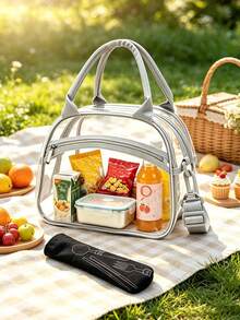 Portable Transparent Pvc Lunch Bag, Large Capacity Lunch Bag, For Office Workers And Students, Travel Storage Bag,Reusable Transparent Snack Storage Bag, Perfect For Outdoor Picnics, Camping And Travel - Multicolor - View 9