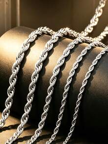 1pc Men's Stainless Steel Fashionable And Simple Rope Chain Necklace, The Perfect Jewelry Accessory - Multicolor - View 1