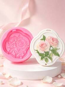 1pc DIY Aromatherapy Hanging Tag Silicone Mold 3 Pieces Set, Rose, Double Rose, Orange Pattern, Handmade Diffuser Stone, Scented Wax, Resin, Plaster Mold With Hanging Hole, Fragrance Decor Mold - Square and Round - View 6
