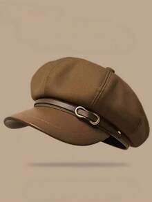 1pc Women's Vintage Elegant Beret, Newsboy Cap Style, Decorated With Metal Buckle, Versatile Accessory, Washable But Not Machine Washable, Suitable For Autumn/Winter Daily Wear, Walking, Shopping - Multi-color - View 9