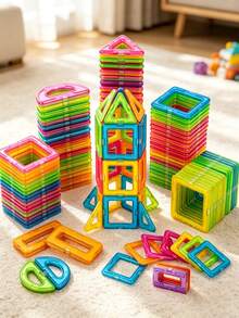 30pcs/50pcs/90pcs/140pcs Kids Magnetic Toy Set, STEM Educational Puzzle Toy, Interactive Sensory Building Blocks, Sturdy And Durable Structure, Holiday And Birthday Gift For Children, Random Color - Multicolor - View 11