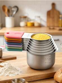 Cốc đong bằng thép không gỉ màu đen có nam châm/Thìa đong nam châm hai đầu, có vạch chia rõ ràng, dễ vệ sinh, - Cốc đong bằng thép không gỉ có thể xếp chồng, dùng để đong hằng ngày/nấu ăn nướng đo lường chất khô và chất lỏng - Nhiều màu - Xem 11