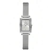 Guess Women's Warm Tone Double-Row Chain Strap Rectangular Radial Dial Shiny Bezel Vintage Glamour Analog Quartz Watch, Formal Occasion Night Out Party Gift - one-size - View 14