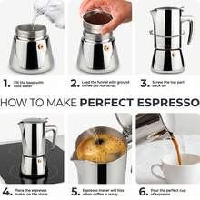 Crystals Stainless Steel Moka Pot Stovetop Coffee Maker - Silver - View 5