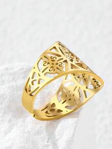 LIKGREAT 1PC Hollow Pentagram Witch Knot Open Ring Stainless Steel Symbol Gothic Amulet Adjustable Ring Men Women Jewelry Gift - Fashion Series - View 5
