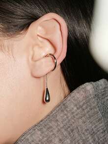1pc Fashionable Individual Water Drop Pendant Chain C-Shaped Ear Bone Clip Ear Clip Easy All-Match Tassel No-Piercing Ear Jewelry - Multicolor - View 2