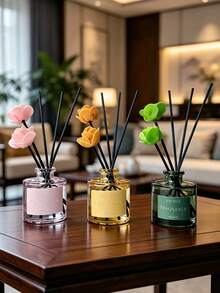 معطر هواء زيت عطري أساسي 50 مل، موزع أعواد نباتي، مناسب للحمام وغرفة النوم وديكور المنزل، رائحة طويلة الأمد - نجوم - زهور صناعية - مشاهدة 3