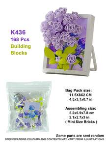 Floral Shadow Particle Building Block Set 100-300 Pieces, Exquisite Gift, Desktop Decoration, Bright Colors, Suitable For Home Decor/Office Decor/Store Display/Art Collection/Gift Exchange, Party Gift - Multicolor - View 23