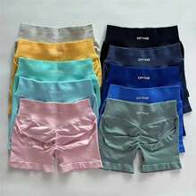 Shorts de yoga y entrenamiento de cintura baja sin costuras Dfyne Impact de para mujeres - Shorts de ciclista con fruncido en el trasero, shorts de gimnasio de alta elasticidad,shorts licra - verde menta - Ver 5