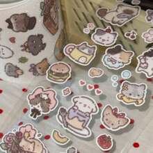 35cm/Loop Sweet Little Kitten Cartoon Cute Cat Die Cut Dispensing Sticker DIY Deco Card Journal Scrapbooking Photo Card Phone Case Collage Supply - Black - View 6
