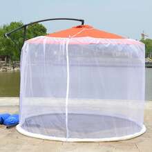 Patio Umbrella Mesh Screen, Outdoor Umbrella Netting With Zipper Door, Polyester Hanging Screen For Garden Patio Table Camping And Outdoor Dining - White - View 1