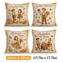 4pcs Vintage Autumn Harvest Pattern Pillow Covers Without Inserts, Single-Sided Printed Pillow Covers, Suitable For Living Room Bedroom Home Decor, All-Season Pillow Covers - Multicolor - View 13