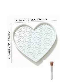 Heart-Shaped Makeup Brush Cleaning Tray, Portable Cleaning Mat, Textured Bottom Design, Cute Heart Shape, Suitable For Makeup Brushes, Easy To Store, Perfect For Travel And Studio Use - Multicolor - View 4