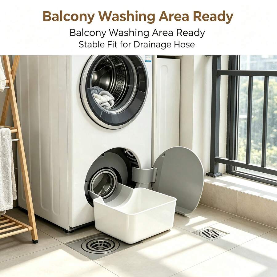 1pc Washing Machine Drain Pan, Drum Washing Machine Drain Outlet Water Collection Box, Filter Water Residual Water Tray, Effectively Prevent Laundry Room Floor Overflow And Wetting