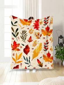 Minimalist Aesthetic Plant & Floral Print Pattern, Outdoor Camping Leisure Blanket, Soft & Comfortable 280gsm Fleece Blanket, Multi-Purpose Blanket For Sofa, Bed And More, Suitable For Home, Picnic, Travel, All-Season Comfort, Modern Style, Polyester, Machine Washable - Multicolor - View 10