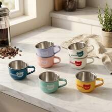 304 Stainless Steel Mugs, Double Wall Insulated Coffee Cup, Metal Coffee Cup With Handle, Cartoon Bear Pattern Portable Tea Cup, Drop-Resistant Metal Mug, Dishwasher Washable Water Cup For Student School - Multicolor - View 2