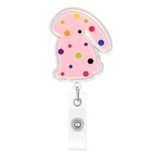 1pc Animal Silhouette Acrylic Retractable Badge Reel With Glitter Colorful Spotted Design Office Badge Holder - Multicolor - View 7