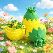 Cute 3D Printed Pineapple Dragon + Dragon Egg Model Set Plastic Toy Ornament Desktop Decoration Sculpture Holiday Gift - Multicolor - View 9