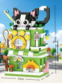 Creative Colorful Street Scene Small Particle Building Blocks Set, Cute Cartoon Commercial Street Shop Design, Rich Colors, Smooth Particles Without Burrs. Can Be Freely Assembled And Built, Exercising Children's Hands-On Ability And Spatial Thinking, Fun Educational Stress Relief. Home Decor, Parent-Child Interactive Toy, Ideal Gift For Birthdays And Holidays. - Multicolor - View 11
