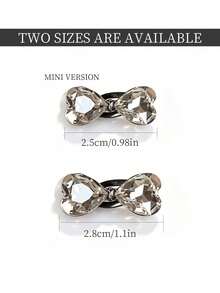 2pcs Small Crystal Bow Side Alligator Hair Clips Premium Forehead Fringe Clips Mini Bangs Clips Rhinestone Hair Accessories Gift, Travel, Women's Gift, Hair Material, Valentine's Day Hair Decoration - Multicolor - View 4