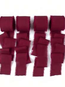 1/3 Roll DIY Handmade Tassel Fabric Gift Wrapping Chiffon Satin Ribbon, 1.5 Inch X 21 Yards Raw Edge Satin Ribbon, Suitable For Wedding Invitations, Bridesmaid Bouquets, Gift Wrapping, DIY Crafts, Bow Making, Party Decoration - Multicolor - View 1