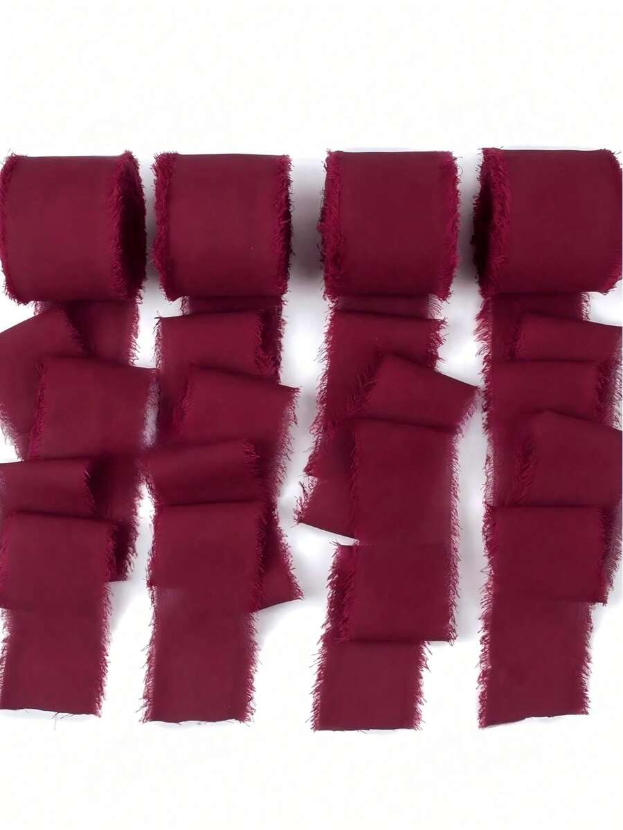 1/3 Roll DIY Handmade Tassel Fabric Gift Wrapping Chiffon Satin Ribbon, 1.5 Inch X 21 Yards Raw Edge Satin Ribbon, Suitable For Wedding Invitations, Bridesmaid Bouquets, Gift Wrapping, DIY Crafts, Bow Making, Party Decoration - Multicolor - View 1