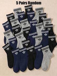 5/10/20 Pairs Random Color Sports Crew Kids Socks, Fall Halloween Christmas Socks, School Boys & Girls Essentials, Soft & Breathable Daily Outfits - Multicolor - View 10