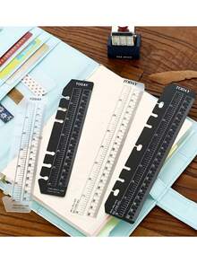 5pcs A5 6-Hole Notebook Loose-Leaf Rulers, 2 Styles: Semi-Transparent Frosted And Black, Can Be Used As Bookmarks, Index Tabs, Rulers, Dividers, Loose-Leaf Rulers, Page Marker Clip-On Bookmark Rulers, A5 6-Hole Notebook Rulers For Loose-Leaf Binders, Back To School - A5 Binder Ruler - View 7