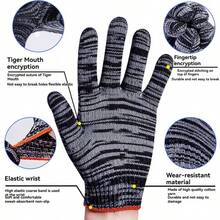 Black & White Floral Cotton Yarn Work Gloves, Knitted Breathable Industrial Operation Gloves, Anti-Slip - Gloves - View 6
