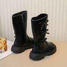 1 Pair Girls' Thermal Lined Warm Boots With Bow Performance Dance Shoes For Boys - Black - View 4