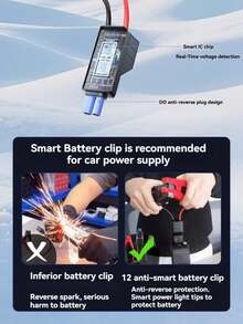 5000A 便攜式啟動電源與充氣泵 – 12V 電池啟動器，LED 燈，快速充電 USB 輸出，多重保護，包含跳線電纜、充氣泵和汽車適配器 - 彩色 - 查看 7
