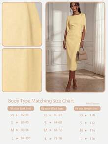 Solid Color Casual Elegant Retro French Style Waist Slimming Office Daily Date Commute Faux Pearl Decor Round Neck Dress, White Summer Yellow - Yellow - View 8