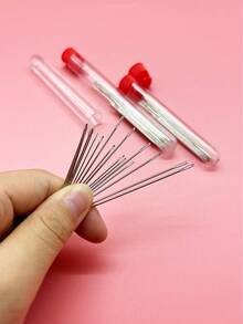 Multi-Specification Mixed Hand Sewing Needle Set With Red Cap Storage Tube, 18pcs/20pcs/40pcs Optional, Tube Storage And Portable, Suitable For Clothing Repair, Fabric DIY, Hand Embroidery, Home Textile Repair, Daily Home Sewing Accessories - Red Bottle Sewing Needle Set - View 6