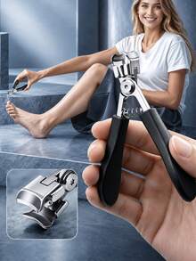 Black Non-Slip Textured Handle Large Nail Clipper, Metal Spring Retractable Design, Wide Opening Blade, Easy To Trim Thick Hard Nails, Non-Slip Grip, Adult Hand And Foot Nail Care Single Piece, Home Daily Personal Care - Nail Clippers - View 7